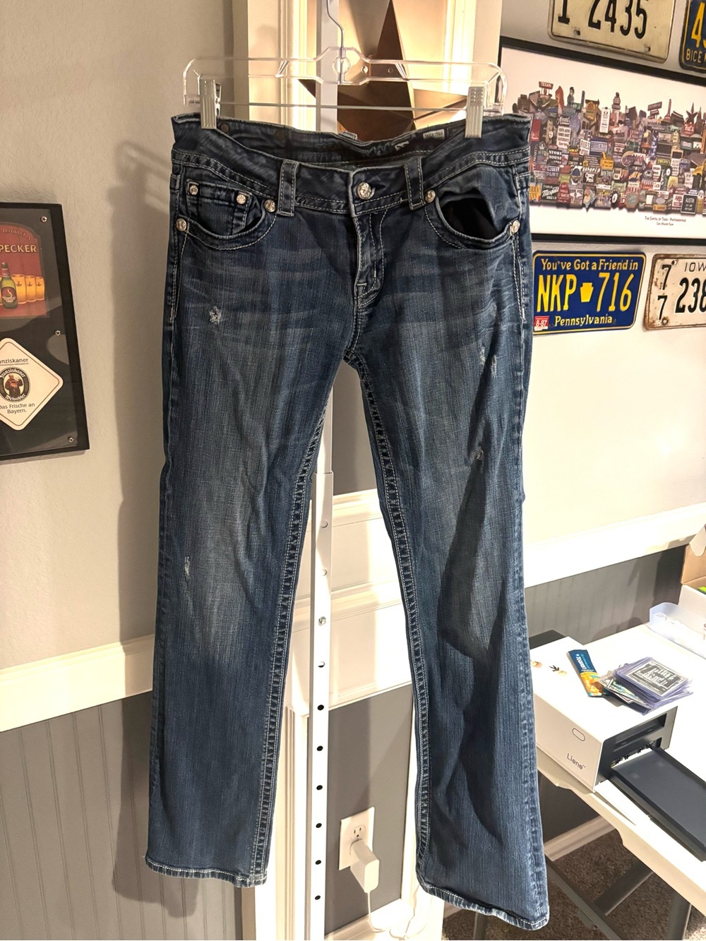 Miss Mee Women’s Dark Blue Straight-Leg Jeans Size 32